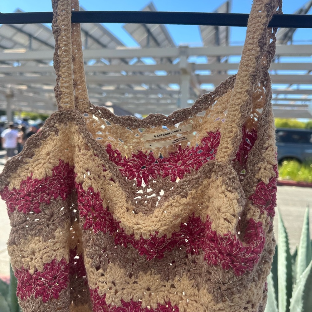 Anthropologie Multicolor Crochet Tote